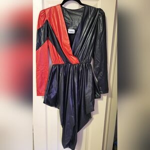 VINTAGE One of a kind Black and Red Women's Tulip Dress 80s